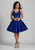 Dave & Johnny - A5452 Embroidered V-neck A-line Dress in Blue