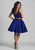 Dave & Johnny - A5452 Embroidered V-neck A-line Dress in Blue