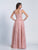 Dave & Johnny - A5853 Embellished Deep V-neck A-line Dress in Pink