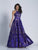Dave & Johnny - A5971 Embellished Halter A-line Dress in Purple