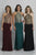 Dave & Johnny - A6046 Gilt Lace Halter Cutout Gown in Red and Green