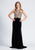 Dave & Johnny - A6054 Gold Applique Halter Trumpet Dress In Black