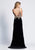 Dave & Johnny - A6054 Gold Applique Halter Trumpet Dress In Black