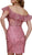 Nox Anabel - A611 Embroidered Ruffled Off-Shoulder Fitted Dress