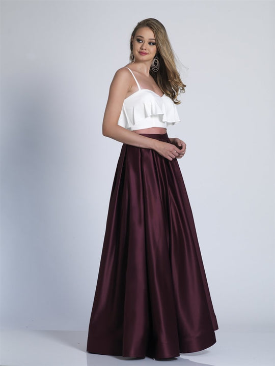 Dave & Johnny - A6143 Fold Over Sweetheart A-line Dress in Red and White