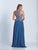 Dave & Johnny - A6249 Two-Piece Illusion Jewel Lace Gown in Blue and Silver