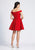 Dave & Johnny - A6549 Lace Off-Shoulder A-line Cocktail Dress In Red