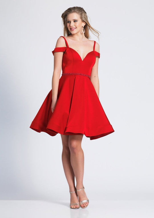 Dave & Johnny - A6692 Embellished Deep Sweetheart A-line Dress In Red