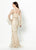 Montage by Mon Cheri - 219986W Embroidered Bell Sleeve Sheath Dress In Nude