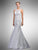 Dancing Queen - A7003 Beaded Lace Illusion Halter Mermaid Gown in White