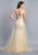 Dave & Johnny - A7519 Cap Sleeve Beaded Lattice Overskirt Gown In Nude