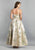 Dave & Johnny - A7549 Plunging Sweetheart Gilded Floral Ballgown In Green and Gold