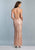 Dave & Johnny - A7557 Crisscross-Strapped Wave Beaded Motif Gown In Pink