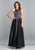 Dave & Johnny - A7616 Floral Embroidered Jewel Bodice A-Line Gown In Black