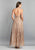Dave & Johnny - A7675 Gilt-Illusion High Halter A-Line Gown In Pink and Gold