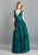Dave & Johnny - A7691 Cap Sleeve Plunging Embroidered Gown In Green