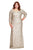Shail K -12199W Bedazzled V-neck Fitted Dress In Gold