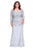 Shail K - 12162W Bedazzled Long Sleeve V-neck Trumpet Dress In Silver