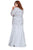 Shail K - Bedazzled Long Sleeve V-neck Trumpet Dress 12162W - 1 pc Navy In Size 18W Available