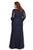 Shail K - Bedazzled Long Sleeve V-neck Trumpet Dress 12162W - 1 pc Navy In Size 18W Available