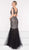 Colors Dress - 1998 Embellished Lace Deep V-neck Trumpet Gown in Gray and Black