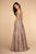 Elizabeth K - GL2589 Embellished Deep V-neck A-line Dress In Pink