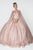 Elizabeth K - GL2801 Strapless Embellished Ballgown With Cloak In Pink