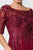 Elizabeth K - GL2811 Embroidered Quarter Length Sleeve Chiffon Dress In Red