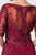 Elizabeth K - GL2811 Embroidered Quarter Length Sleeve Chiffon Dress In Red