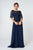 Elizabeth K - GL2811 Embroidered Quarter Length Sleeve Chiffon Dress In Blue