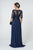 Elizabeth K - GL2811 Embroidered Quarter Length Sleeve Chiffon Dress In Blue