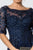 Elizabeth K - GL2811 Embroidered Quarter Length Sleeve Chiffon Dress In Blue