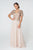 Elizabeth K - GL2826 Metallic Lace Embroidered Chiffon Dress In Neutral