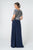 Elizabeth K - GL2826 Metallic Lace Embroidered Chiffon Dress In Blue