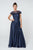 Elizabeth K - GL2828 Embellished Lace Bateau Chiffon A-line Gown In Blue