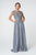 Elizabeth K - GL2828 Embellished Lace Bateau Chiffon A-line Gown In Silver