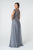 Elizabeth K - GL2828 Embellished Lace Bateau Chiffon A-line Gown In Silver
