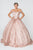 Elizabeth K - GL2831 Off Shoulder Glitter Mesh Ballgown In Pink and Gold