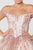 Elizabeth K - GL2831 Off Shoulder Glitter Mesh Ballgown In Pink and Gold