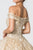 Elizabeth K - GL2832 Foldover Off Shoulder Glitter Ballgown In Neutral and Gold