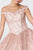 Elizabeth K - GL2832 Foldover Off Shoulder Glitter Ballgown In Pink and Gold