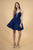 Elizabeth K - GS1602 Plunging Sweetheart Lace A-Line Cocktail Dress In Blue