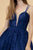 Elizabeth K - GS1602 Plunging Sweetheart Lace A-Line Cocktail Dress In Blue
