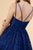 Elizabeth K - GS1602 Plunging Sweetheart Lace A-Line Cocktail Dress In Blue