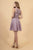 Elizabeth K - GS1618 Embroidered Swirl Motif Illusion Chiffon Dress In Pink