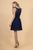 Elizabeth K - GS1618 Embroidered Swirl Motif Illusion Chiffon Dress In Blue