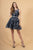 Elizabeth K - GS1628 Glitter V-Neck A-Line Cocktail Dress In Blue and Silver