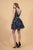 Elizabeth K - GS1628 Glitter V-Neck A-Line Cocktail Dress In Blue and Silver