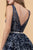 Elizabeth K - GS1628 Glitter V-Neck A-Line Cocktail Dress In Blue and Silver
