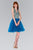 Elizabeth K - GS2382 Gold Applique Halter V-neck Tulle A-line Dress In Blue and Green